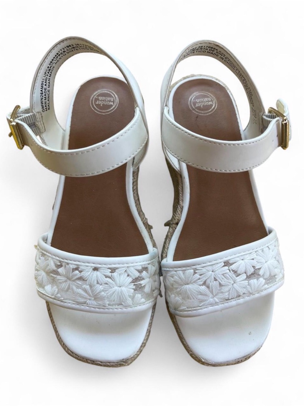 Wonder Nation Girls White Floral Espadrille Platform Wedge Sandals Size 13